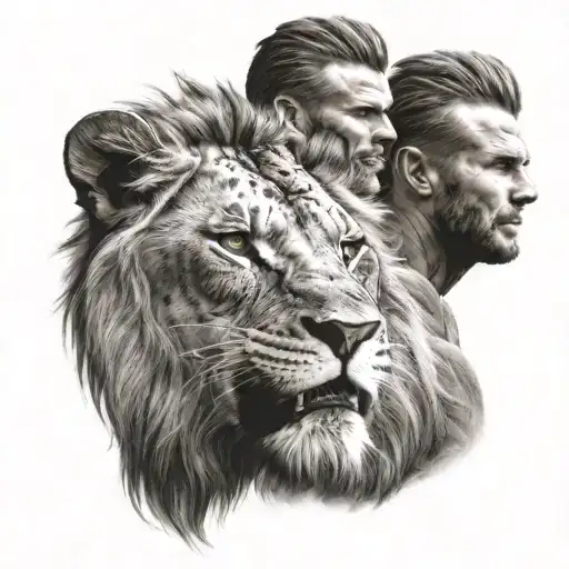 david Beckham riding a lion tattoo design idea