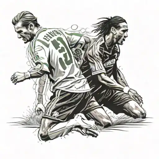 David Beckham and Ronaldinho shaking hands reaching tattoo design idea