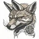 yakuza fox holding a banana tattoo design idea