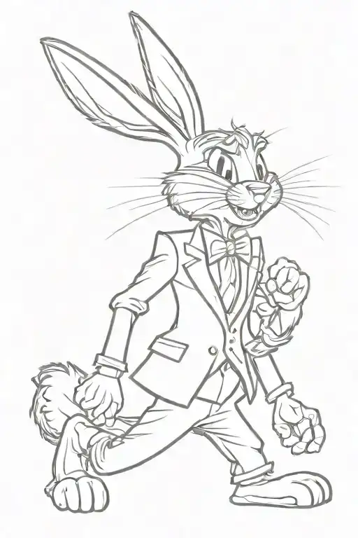 bugs bunny with  black suit  tattoo design idea