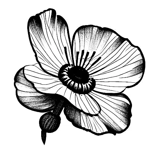 poppy, honeysuckle, aster bouquet  tattoo design idea