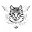 tabby cat angel tattoo design idea