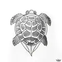 Turtle wave heart tattoo design idea