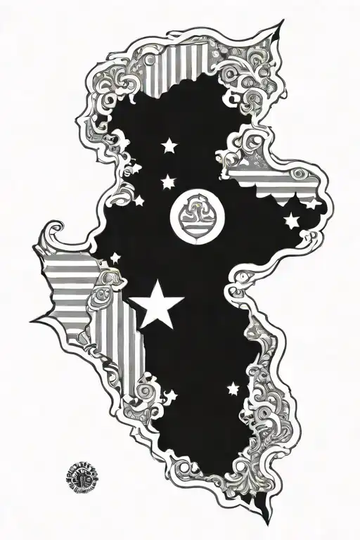 Peru and USA flag tattoo design idea