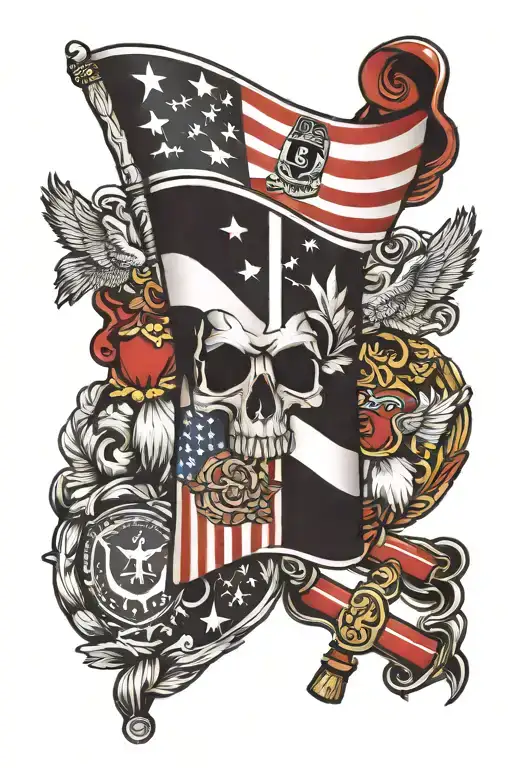 Peru and USA flag tattoo design idea