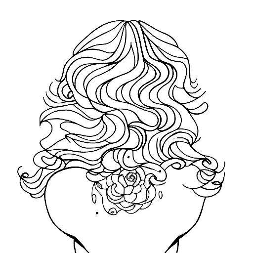 curly hair girl back view tattoo design idea