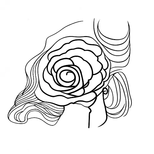 curly hair girl back view tattoo design idea