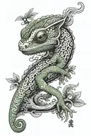 Chameleon with a brain as a body tattoo design idea