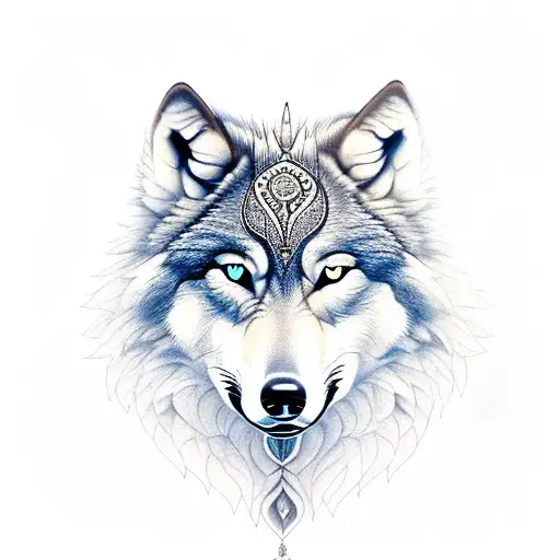 wolf and indian tattoo design idea