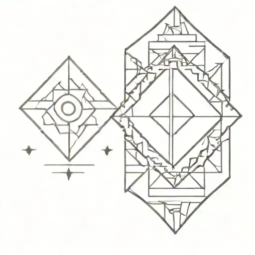 Mayan-inspired geometric patterns with a space-themed twist tattoo design idea