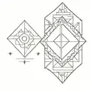 Mayan-inspired geometric patterns with a space-themed twist tattoo design idea