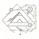 Mayan-inspired geometric patterns with a space-themed twist tattoo design idea