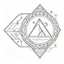 Mayan-inspired geometric patterns with a space-themed twist tattoo design idea