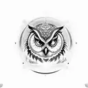 owl eye with moon tattoo design idea