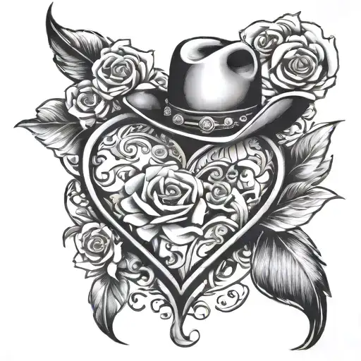 Valentine western theme stomach tattoo tattoo design idea