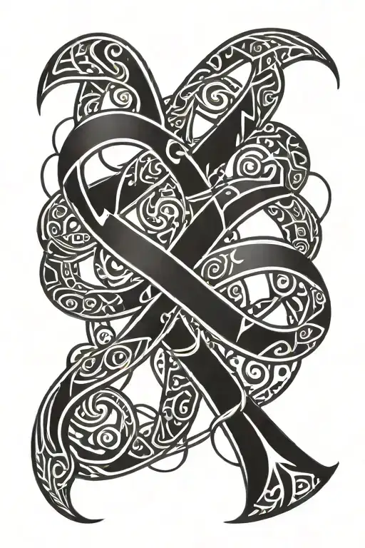Cancer survivor ribbon intertwined tattoo design idea