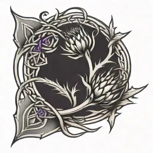 celtic knot made from scottish thistle tattoo design idea