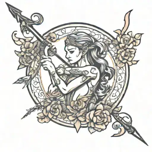 sagittarius ghost bow and arrow tattoo design idea