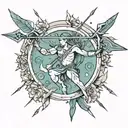 sagittarius ghost bow and arrow tattoo design idea