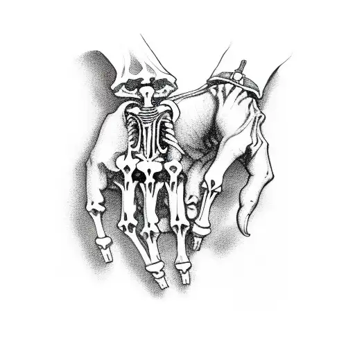 skeleton hand holding rosary tattoo design idea