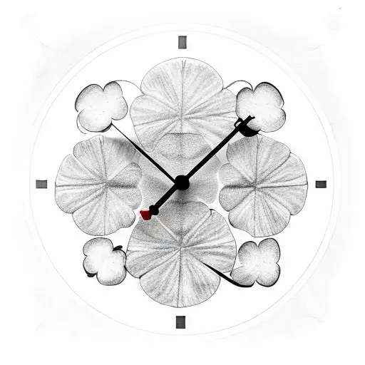 Clock with four-leaf clover tattoo design idea