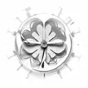 Clock with four-leaf clover tattoo design idea