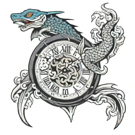 clock melting tattoo design idea