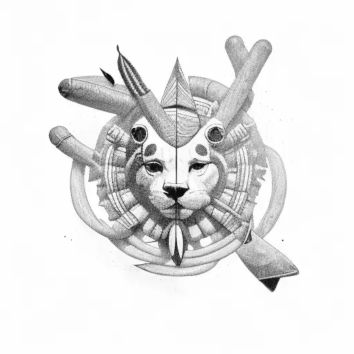 tribe shoots from a bow at a flying tattoo design idea