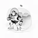 Buzz Lightyear representing the union between a father and a son tattoo design idea