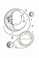 spine tattoo with waning moon, first quarter moon, waxing gibbous moon and full moon, with a circle in the middle tattoo design idea