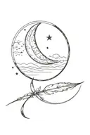 spine tattoo with waning moon, first quarter moon, waxing gibbous moon and full moon, with a circle in the middle tattoo design idea