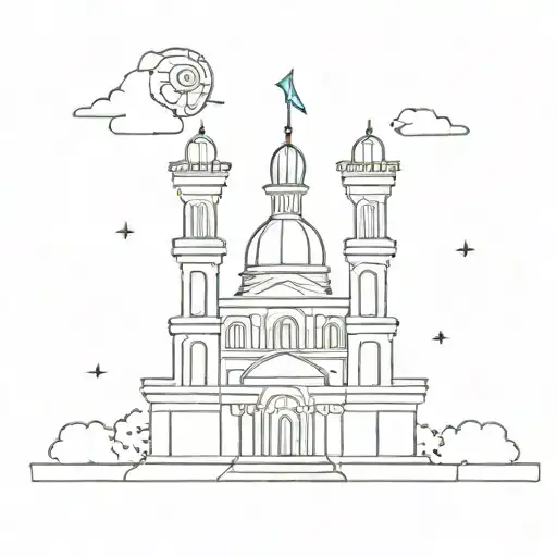 royal Albert hall tower in cuphead tattoo design idea