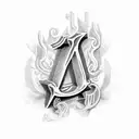 letters IRA in same order with book in negative space tattoo design idea