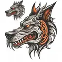 demonic wolf face,  tattoo design idea