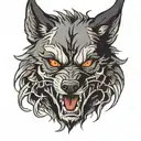 demonic wolf face,  tattoo design idea
