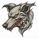 demonic wolf face,  tattoo design idea