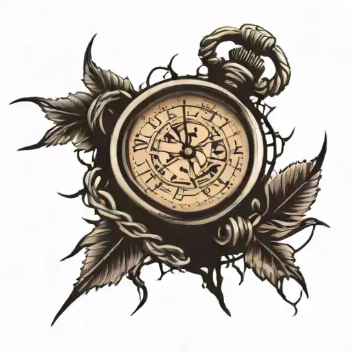 stopwatch barbed wire time waits for no-one   tattoo design idea