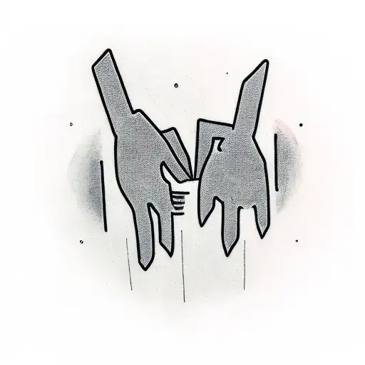 A pair of hands reaching out, one holding a gun and the other offering a helping hand, illustrating the client's complex relationship with guns and their dedication to helping others. tattoo design idea