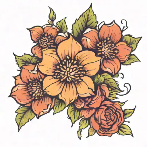 November,July ,august,May ,November birth month flowers tattoo design idea