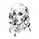 Vintage pin-up girl sitting on a classic Porsche tattoo design idea