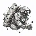 astronaut geometeric tattoo design idea