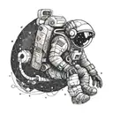 astronaut geometeric tattoo design idea
