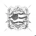 American Flag with National Monuments tattoo design idea