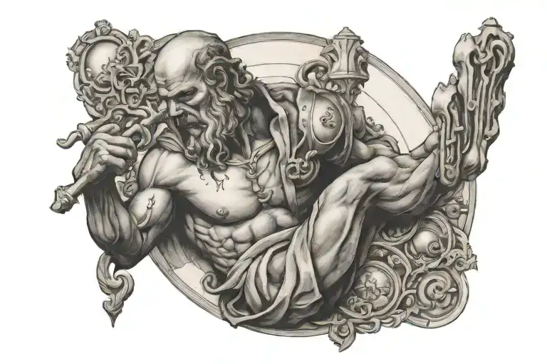 Solitude with God Atlas holding tattoo design idea