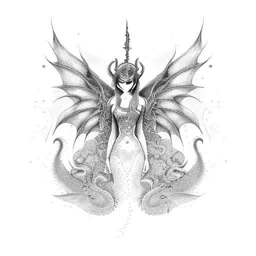 dragon siren fairy  tattoo design idea