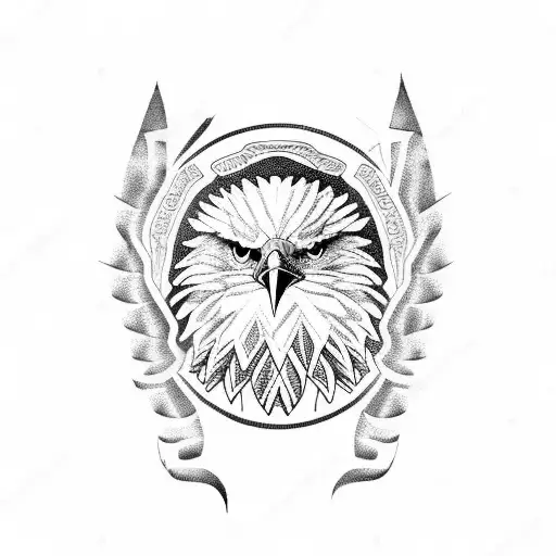 eagle with a scrolls in his claws tattoo design idea