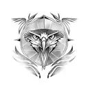 eagle with a scrolls in his claws tattoo design idea