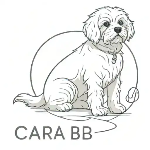 cara bichon maltes + odin name written tattoo design idea