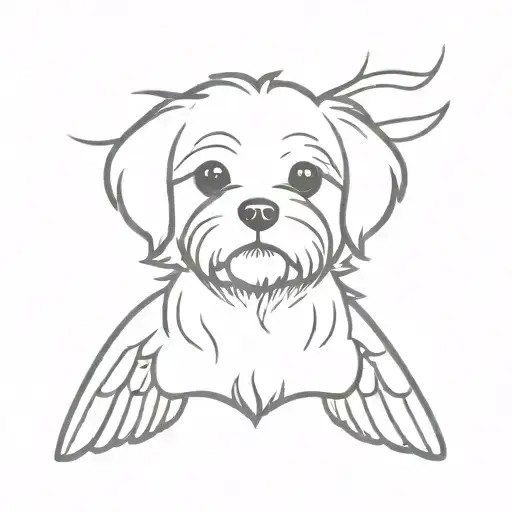 maltese bichon face with wings tattoo design idea