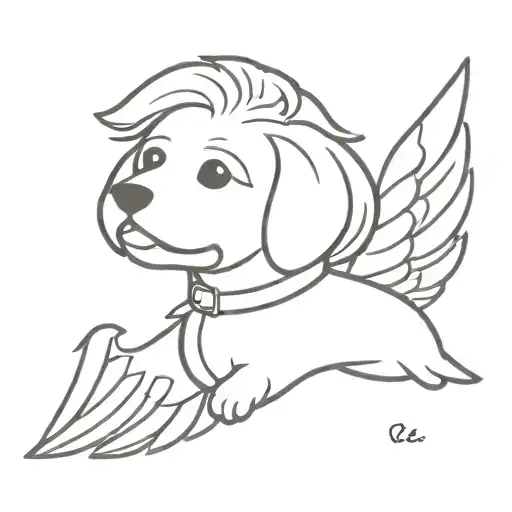 maltese bichon face with wings tattoo design idea